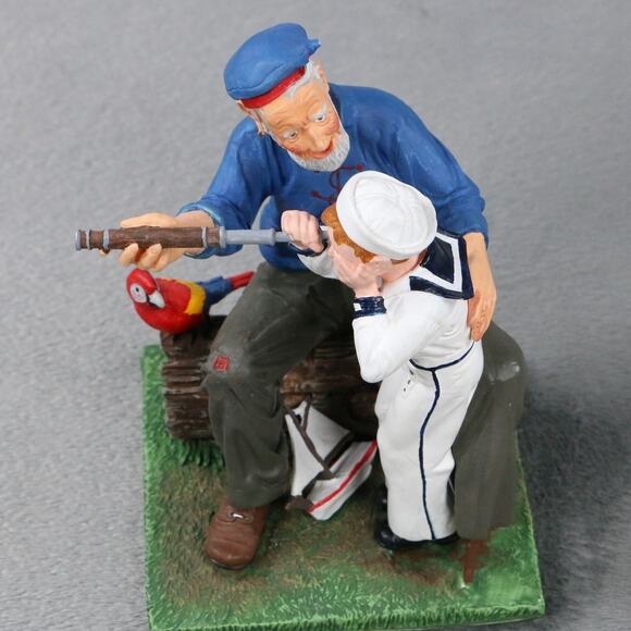 Norman Rockwell “Ship Ahoy” Figurine Danbury Mint 1992 Sailor Boy Grandpa Parrot - Picture 8 of 9